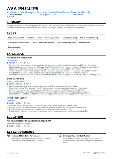 Retail Assistant Manager CV Examples & Guide for 2026
