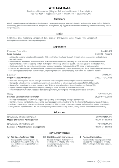 Business Development Executive CV Examples & Guide for 2026