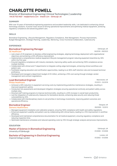 Biomedical Engineer CV Examples & Guide for 2026