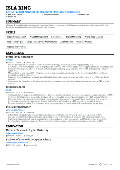 Product Manager CV Examples & Guide for 2026