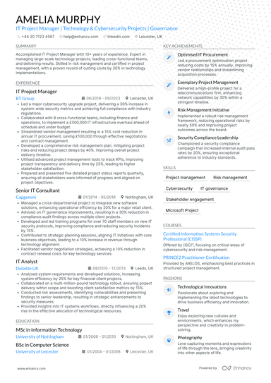 IT Project Manager CV Examples & Guide for 2026