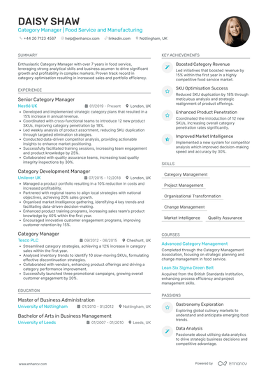Category Manager CV Examples & Guide for 2026