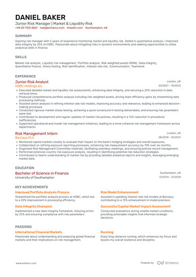 Risk Manager CV Examples & Guide for 2026