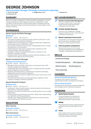 Portfolio Manager CV Examples & Guide for 2026