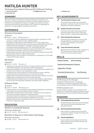 QA Tester CV Examples & Guide for 2026