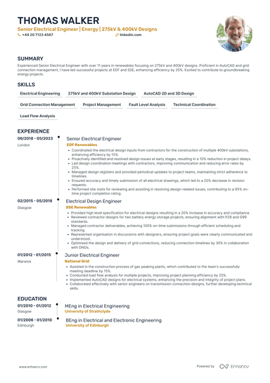 Iec Cv Example Electrical Engineering CV Examples & Guide for 2026