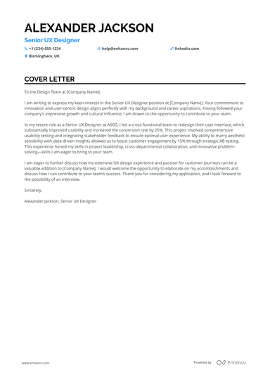 UX Designer Cover Letter Examples & Guide for 2025