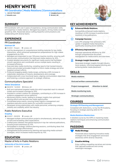 Public Relations CV Examples & Guide for 2026
