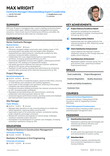 Contracts Manager CV Examples & Guide for 2026