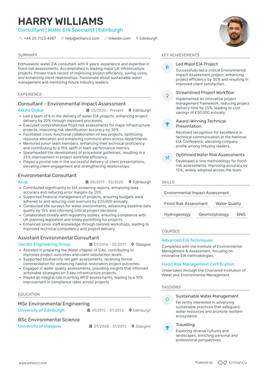 Environmental Consultant CV Examples & Guide for 2026