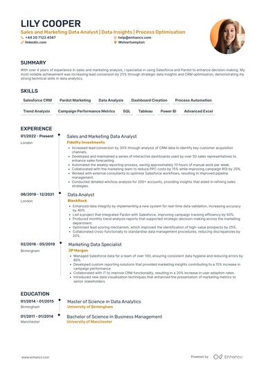 Data Analyst Entry Level CV Examples & Guide for 2026