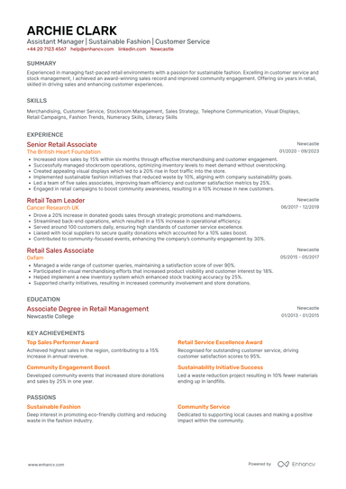 Retail Assistant Manager CV Examples & Guide for 2026