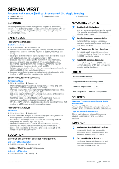 Procurement Manager CV Examples & Guide for 2026