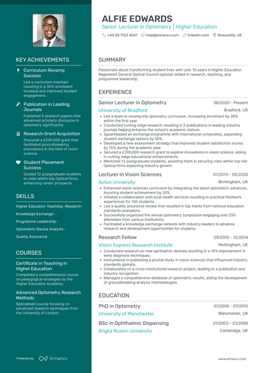 Optometry CV Examples & Guide for 2026