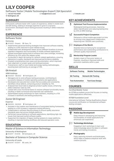 Software Tester CV Examples & Guide for 2026