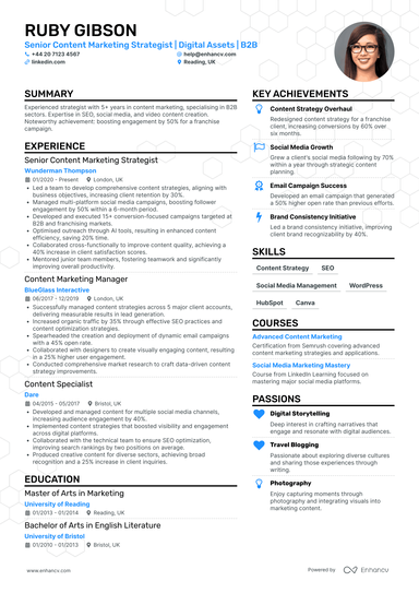 Content Marketing CV Examples & Guide for 2026