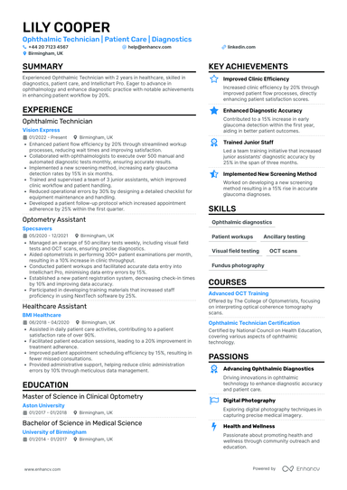 Optometry CV Examples & Guide for 2026