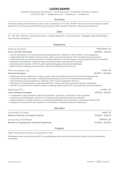 .Net Developer CV Examples & Guide for 2026