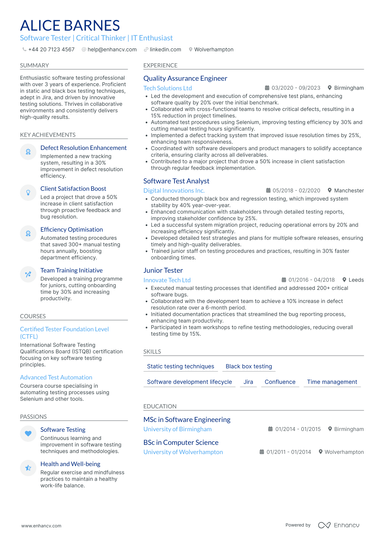 Software Tester CV Examples & Guide for 2026