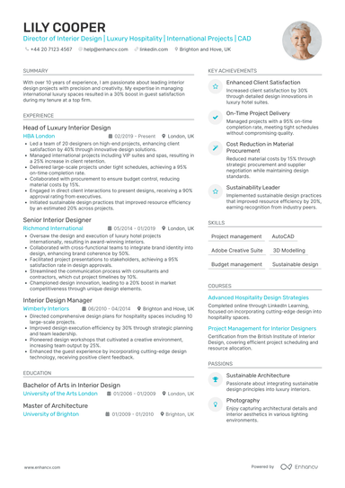 Interior Designer CV Examples & Guide for 2026
