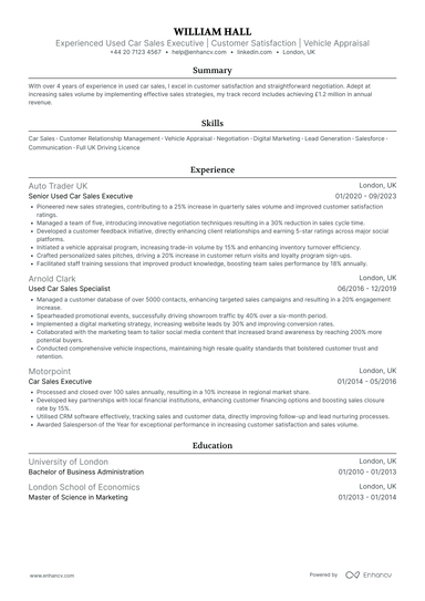 Car Salesman CV Examples & Guide for 2026