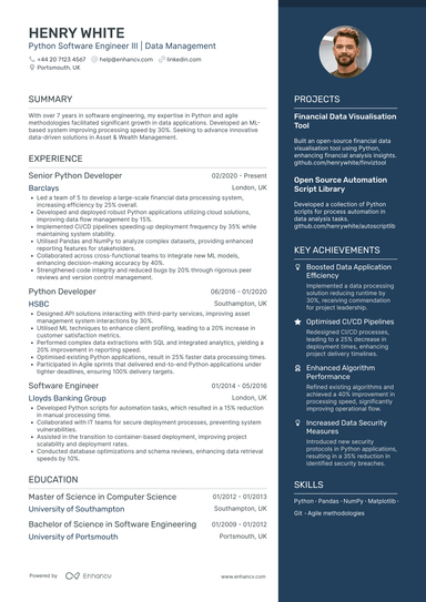 Python Developer CV Examples & Guide for 2025