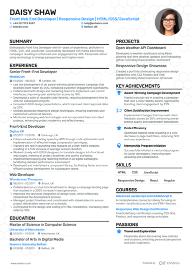 Web Developer CV Examples & Guide for 2026