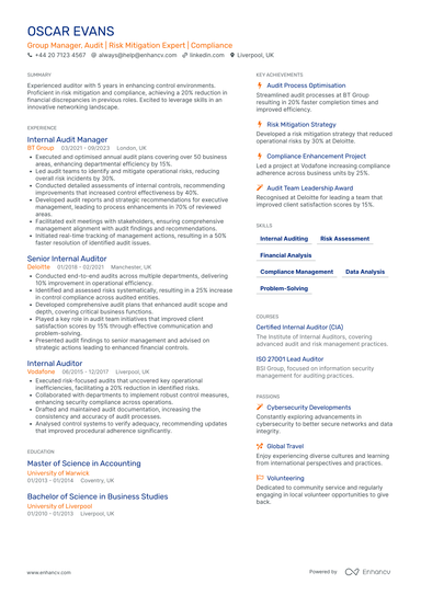 Audit Manager CV Examples & Guide for 2026