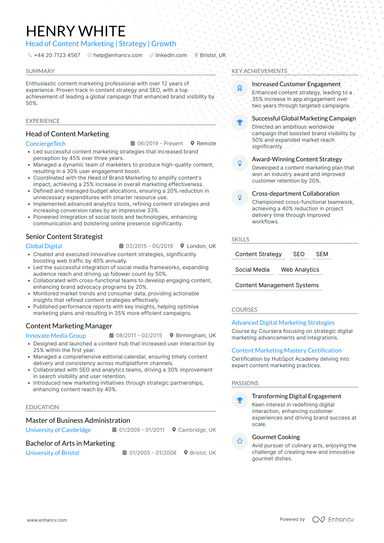Content Marketing CV Examples & Guide for 2026