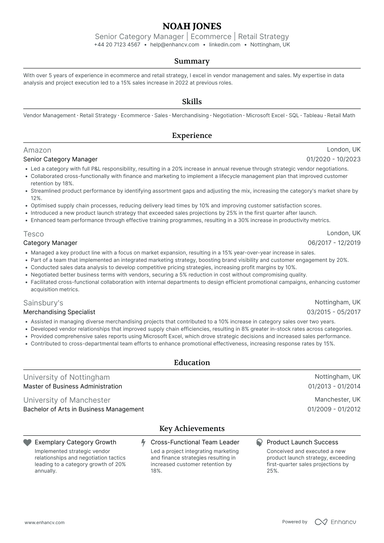 Category Manager CV Examples & Guide for 2026