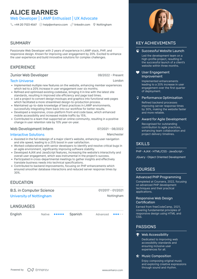 Junior Web Developer CV Examples & Guide for 2026