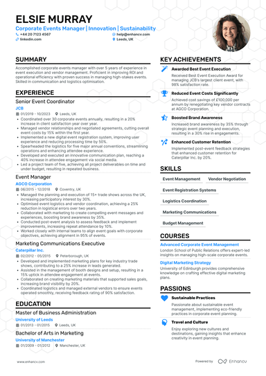 Events Manager Competencies Examples Events Manager CV Examples & Guide for 2026