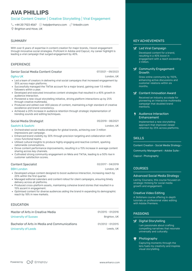 Content Creator CV Examples & Guide for 2026