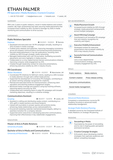 Public Relations CV Examples & Guide for 2026