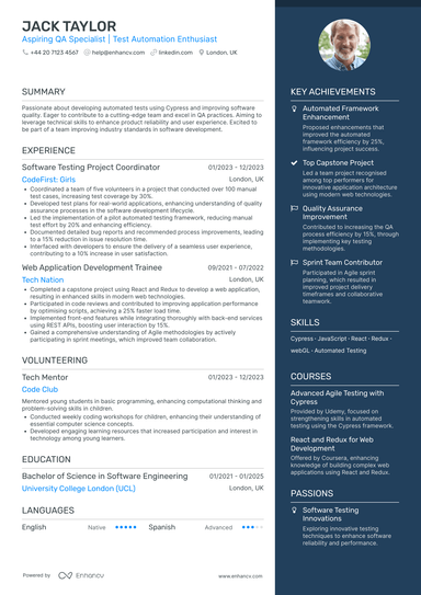 Software Engineer Intern CV Examples & Guide for 2026