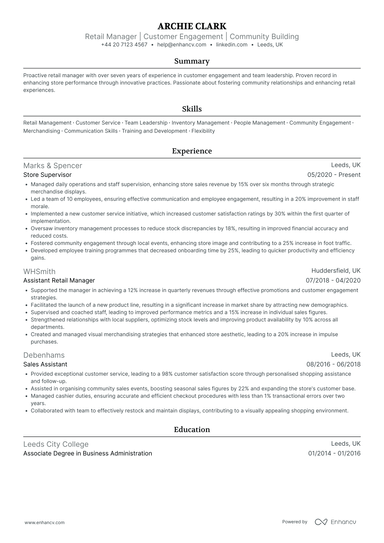 Retail Assistant Manager CV Examples & Guide for 2026