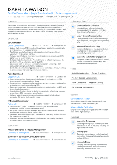 Scrum Master CV Examples & Guide for 2026
