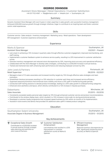 Retail Assistant Manager CV Examples & Guide for 2026