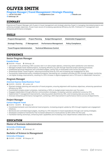 Program Manager CV Examples & Guide for 2026