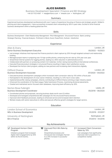 Business Development Executive CV Examples & Guide for 2026