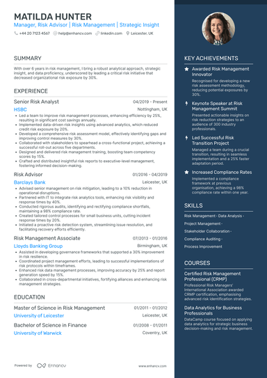Risk Manager CV Examples & Guide for 2026