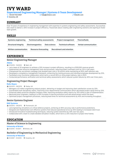 Engineering Manager CV Examples & Guide for 2026