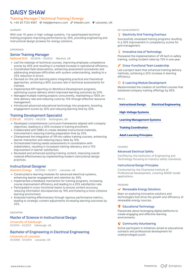 Training Manager CV Examples & Guide for 2026