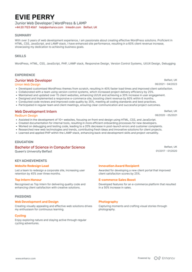 Junior Web Developer CV Examples & Guide for 2026