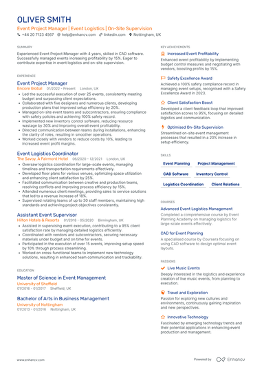 Event Planner CV Examples & Guide for 2026