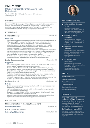 IT Project Manager CV Examples & Guide for 2026