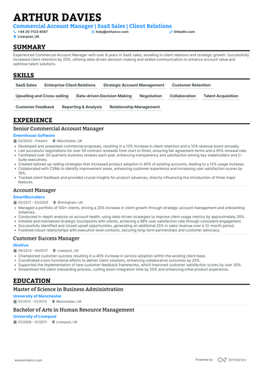Commercial Manager CV Examples & Guide for 2026