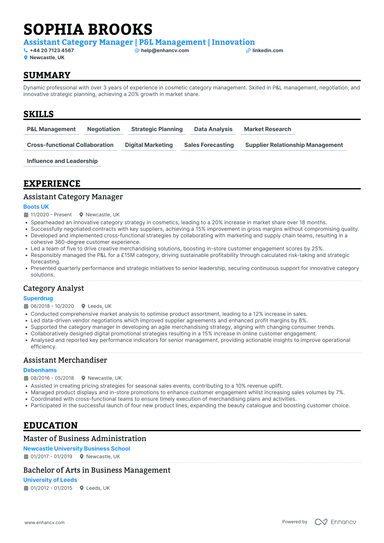 Category Manager CV Examples & Guide for 2026
