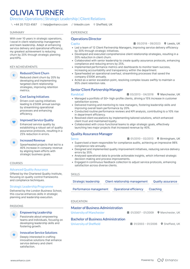 Director Of Operations CV Examples & Guide for 2026