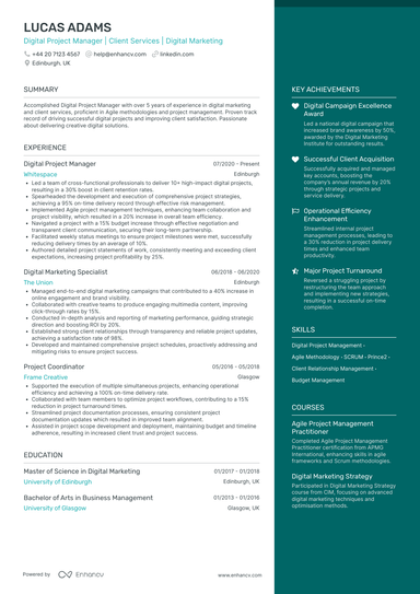 Digital Marketing Manager CV Examples & Guide for 2026